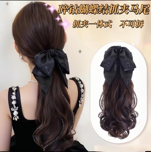 AliExpress wig broken diamond bow ponytail fashion grab clip simple ponytail strength factory in stock first hair