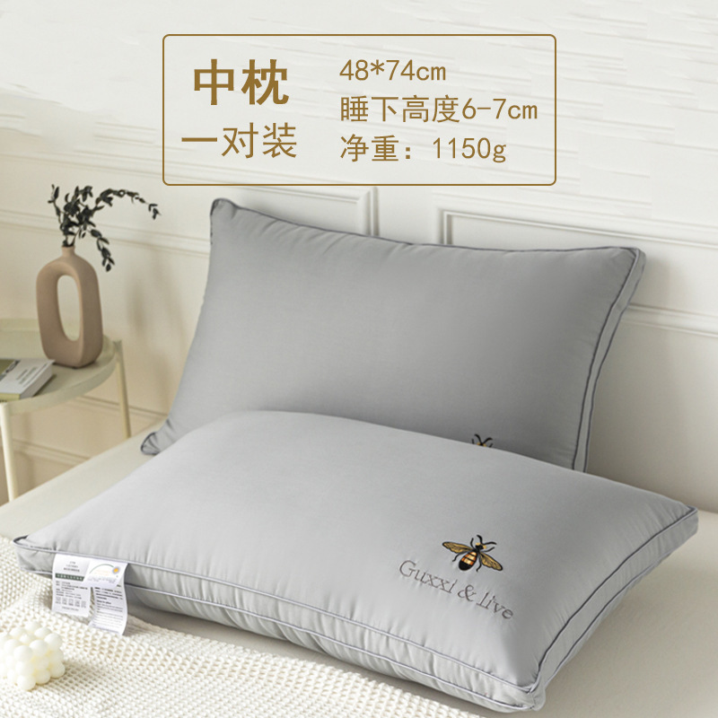 ホテルや自宅で男性が眠るのに役立つ、綿100%のフェザーベルベットの洗える枕芯の夏用頚椎保護のペア|undefined