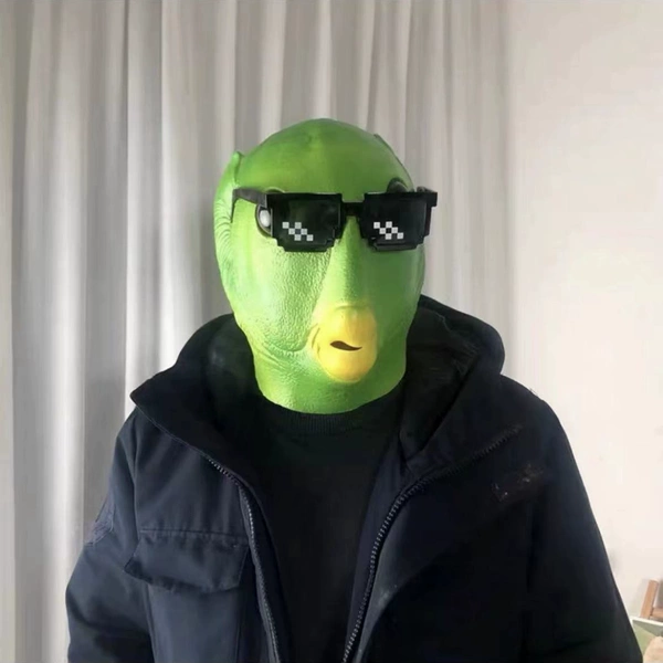 Green—fish-headed monster + sunglasses