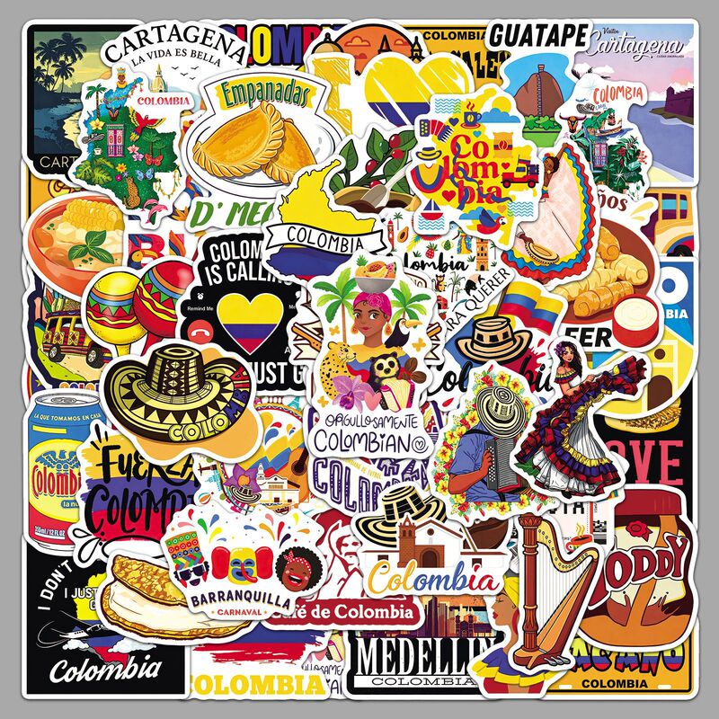 50 Colombian Stickers for Outdoor Scenery and National Travel, Waterproof Decorative Stickers for Journals and Water Bottles 50 Colombian Stickers for Outdoor Scenery and National Travel, Waterproof Decorative Stickers for Journals and Water Bottles