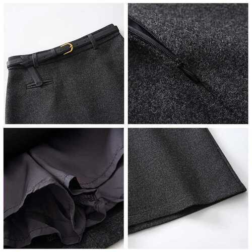 Women's Autumn/Winter New Knee-Length Woolen Semi-Body Skirt with High-Waist and Full-Buttock Design, Thick and Small-Size-Friendly