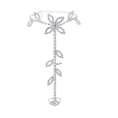 European and American popular accessories, personalized leaf-shaped water diamond bangle ankle chain, summer beach ankle accessories, cross-border accessories Anklet
