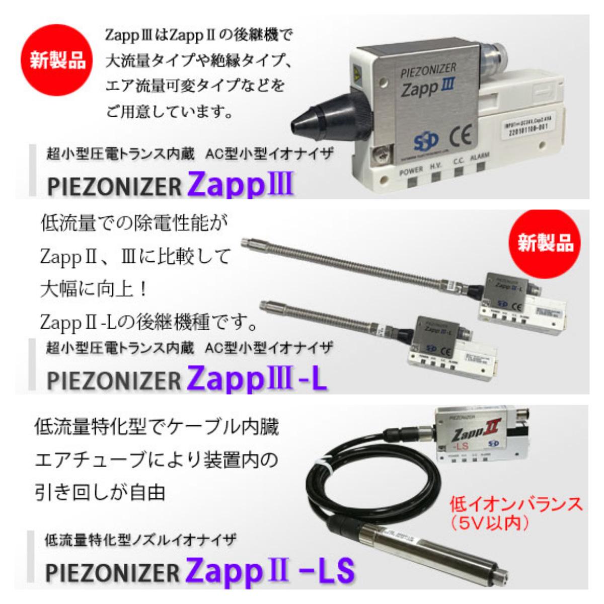 日本SSD离子发生器、除静电棒、离子风机、ZAPPⅢ-L