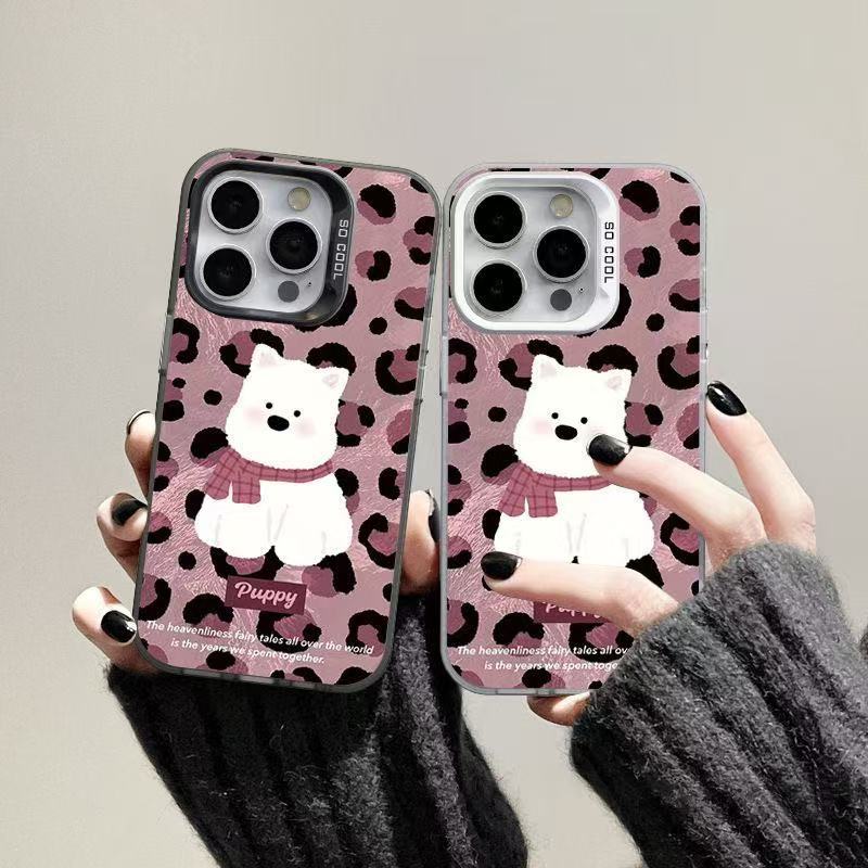 Nuevo cachorro con estampado de leopardo para iPhone 16 funda para teléfono móvil Apple 15promax/14 anti-caída 13pro12 lindo