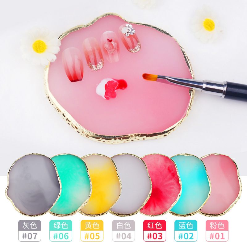 Nuevas paletas transfronterizas de manicuras en forma de corazón de resina de ágata de manicuras herramientas de tablero de visualización de color