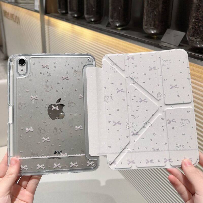 Cute Bow-Knot Rabbit Protective Case for Apple iPad Tablet Mini with Pen Slot Proy Foldable Air8 Anti-Bending Cute Bow-Knot Rabbit Protective Case for Apple iPad Tablet Mini with Pen Slot Proy Foldable Air8 Anti-Bending