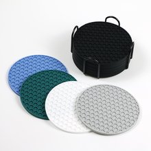 跨境热销硅胶蜂窝8件套带支架杯垫适合各种杯子饮料杯垫 防滑杯垫