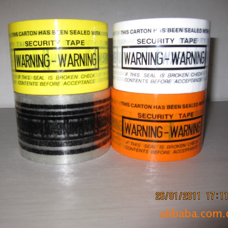 白色不透明WARNING警示语封箱胶带6cm宽高粘跨境电商防盗防拆包
