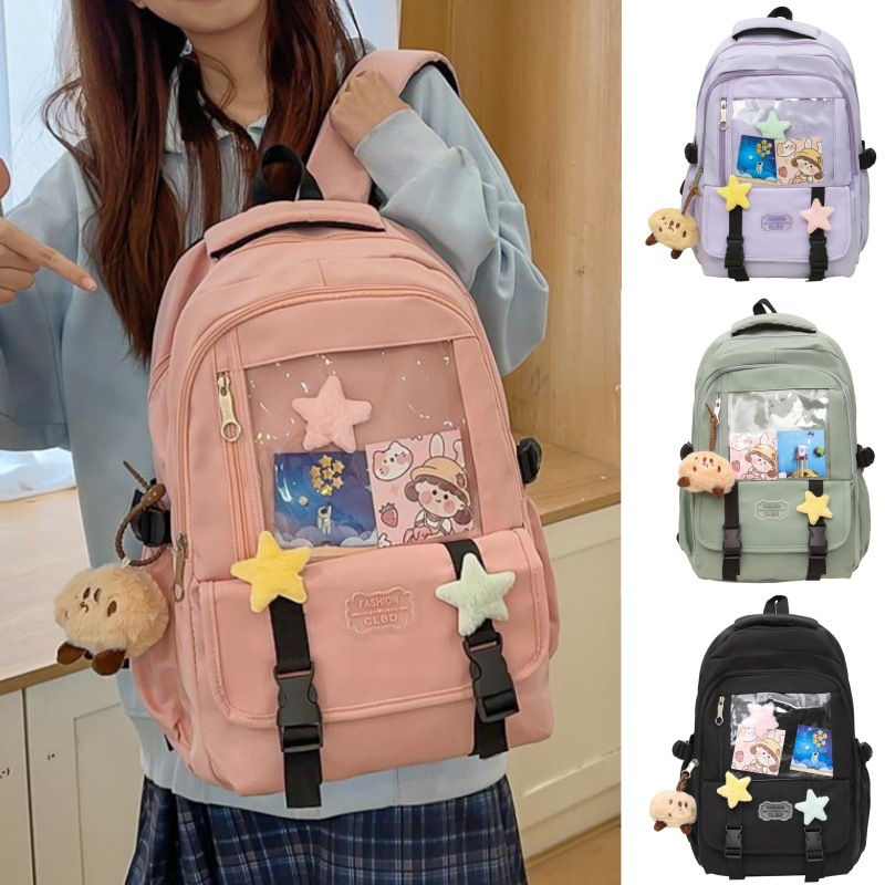 Nueva versión coreana pequeña mochila fresca de nylon de gran capacidad mochila de estudiantes de secundaria secundaria de alto valor de la cara mochila casual