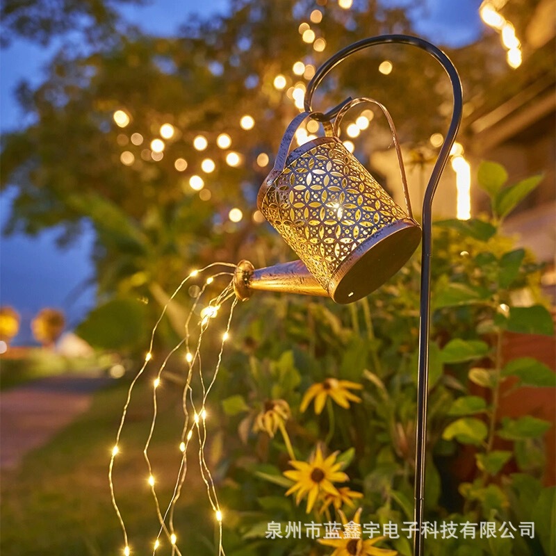 Solar Kettle Lamp Outdoor Courtyard Decoration Lawn Lamp Iron Garden Hollow Light and Shadow Christmas Ground Plug