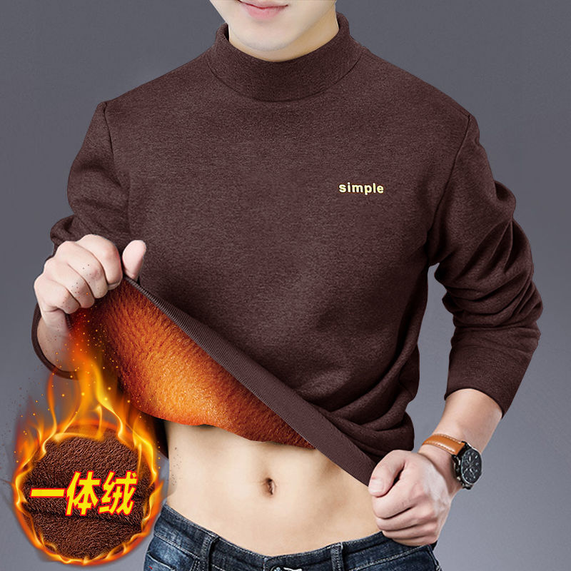 남성용 열 속옷 남성용 벨벳 두꺼운 열 긴팔 티셔츠 남성용 반 터틀넥 열 속옷