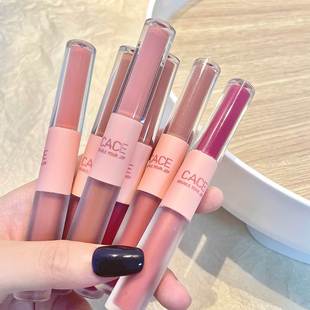 CACE Double Lip Glaze Matte Lip Mud Student Plain White All-match Water Run Easy Color Cheap Mirror Lipstick