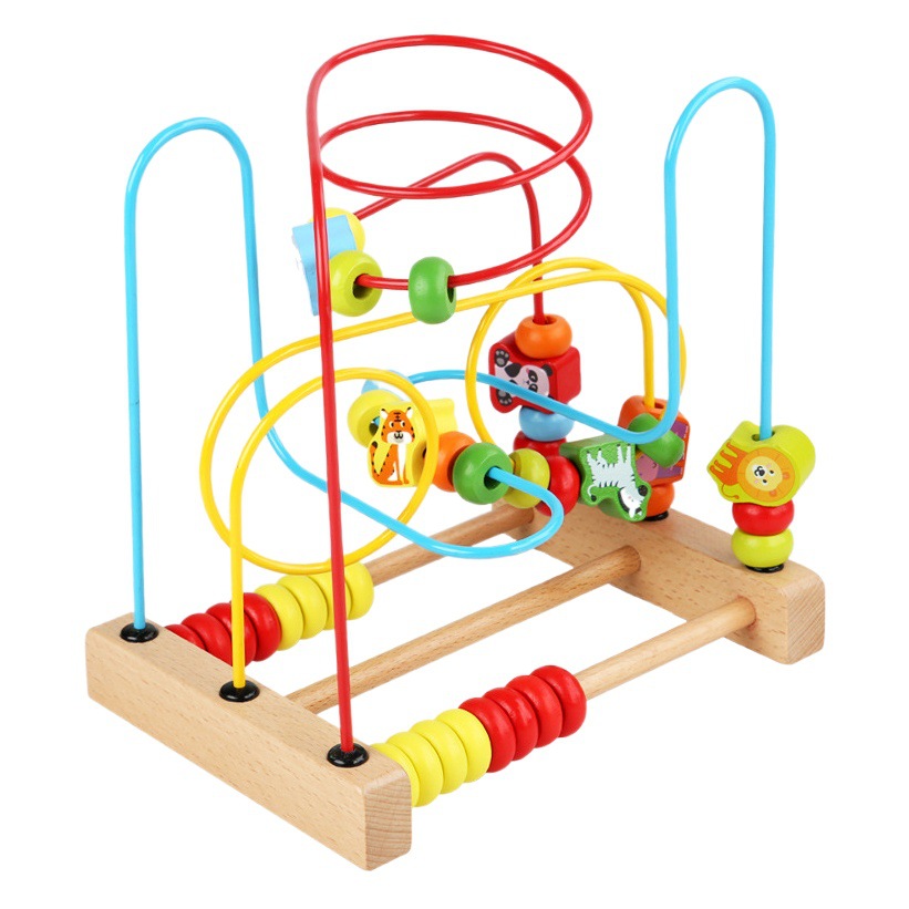 Juguete con cuentas de rompecabezas de posición de caminar grande para niños de madera 2-3-4 años de edad, juguetes con cuentas de coordinación mano-ojo para bebés