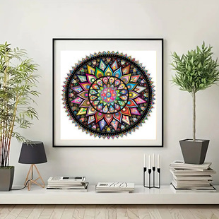 New Cross-border 5D Diamond Painting Full Diamond Mandala Flower diy Hanging Painting Round Diamond Decorative Painting Factory Outlet