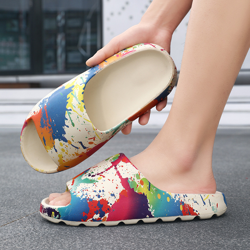 Cross-border 49 tallas grandes verano nuevas zapatillas deportivas pintadas plataforma interior y exterior playa eva zapatillas de un solo carácter zapatos de hombre