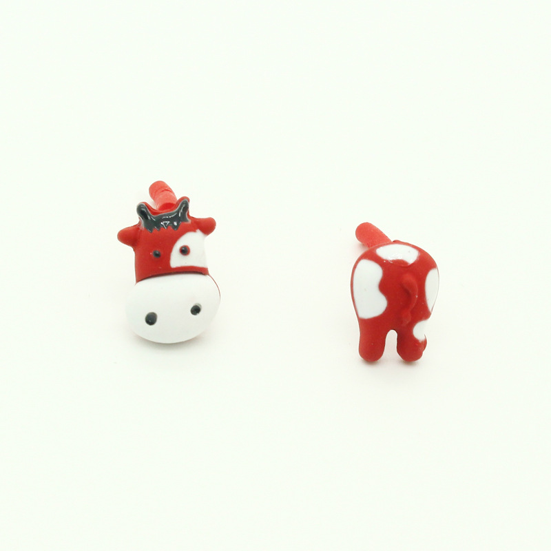 New Asymmetric Cute Cow Earrings display picture 4