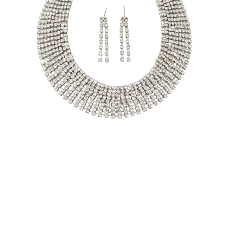 El estilo europeo y americano con diamantes con bordas collar ligero de lujo de alta calidad cadena de clavícula temperamento exagerado conjunto de joyería de moda para mujeres
