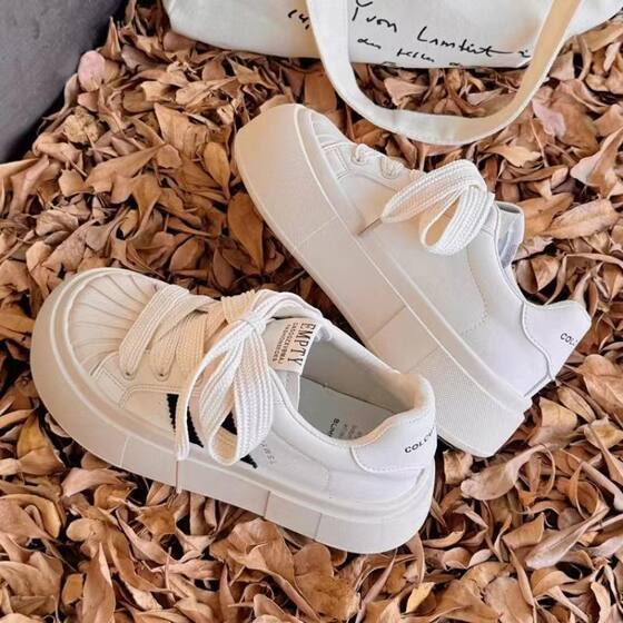 High-value White Shoes Women's Shell Head Original Niche 2024 New Fashion Women's All-match Thick-soled Sports Board Shoes for Women