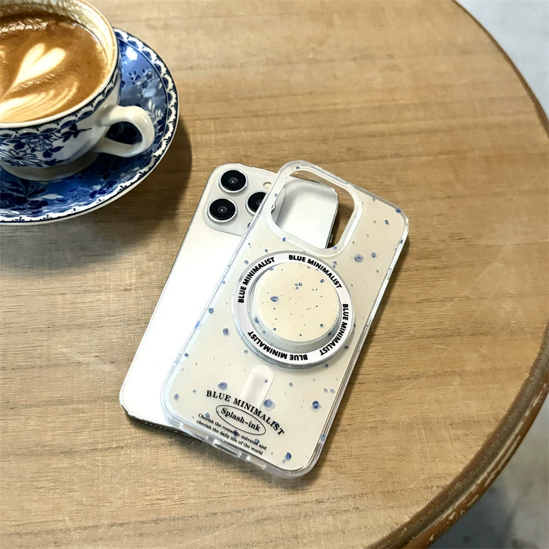 Чехол для телефона (Apple) iPhone 12–15 Pro Max, магнитный IMD splash-ink, отделение под карту/подставка