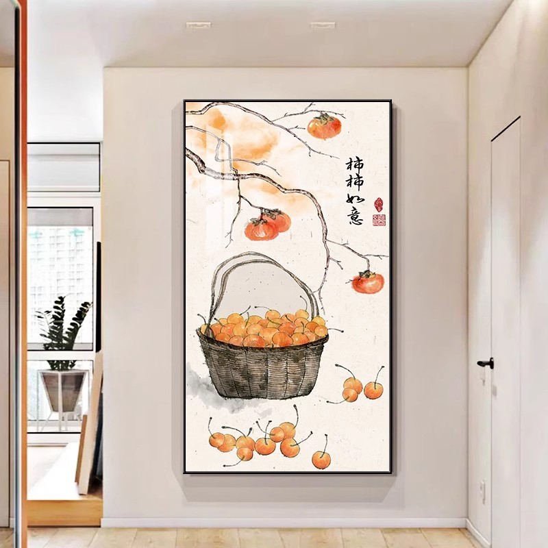 事事如意玄关装饰画新中式走廊过道尽头墙壁画客厅入户正对门挂画|undefined