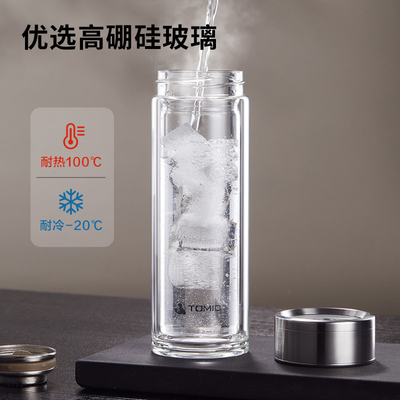 Taza de vidrio transparente de doble capa de alta calidad, taza de té, taza de agua, taza de agua a prueba de quemaduras, taza de té de primavera doméstica de oficina