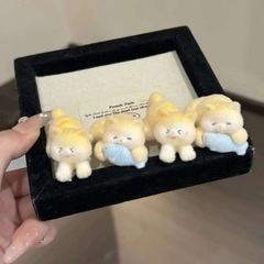 魚を食べるかわいい子猫のヘアピン植毛かわいいガーリーハートサイド前髪クリップカモノハシクリップ漫画ヘアアクセサリー女性用