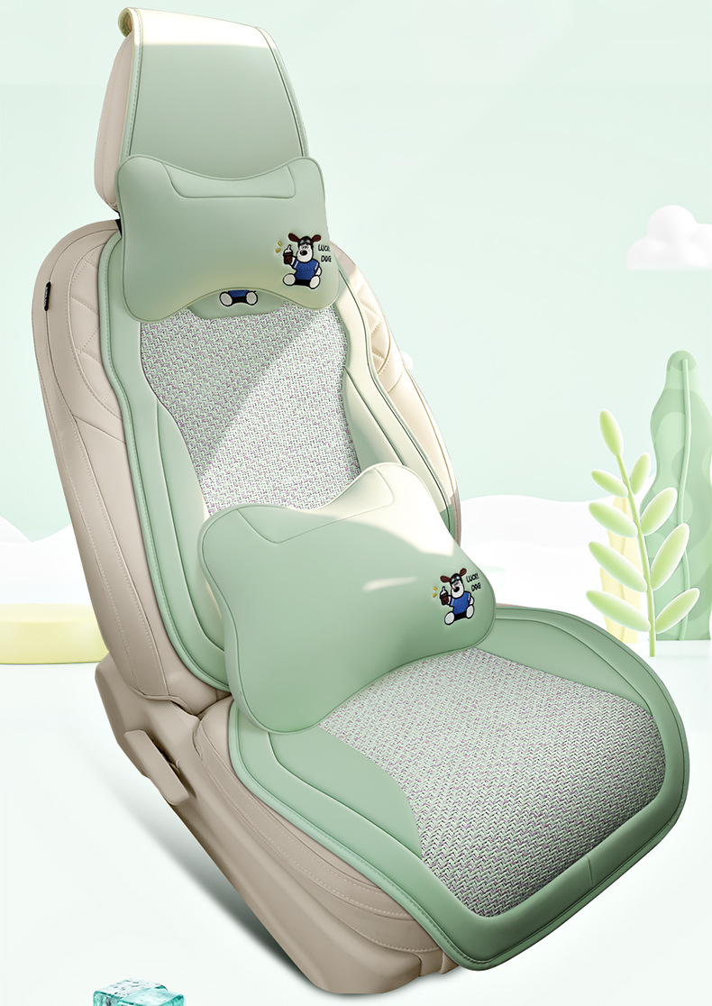 Cartoon car seat cushion half-cover summer car seat cushion breathable cool pad universal for all seasons long-sitting ice rattan