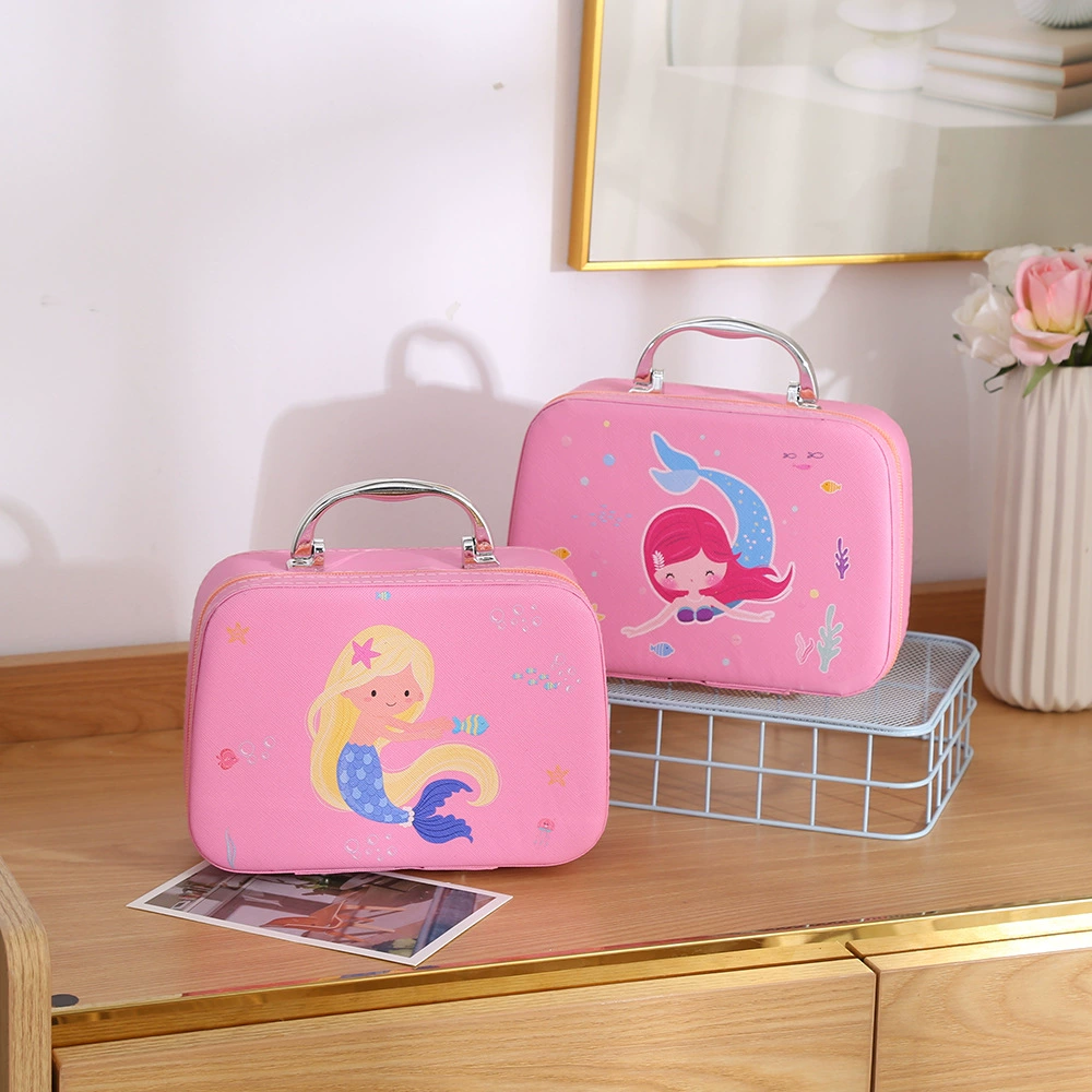 Новый чехол для макияжа русалки, портативная модная сумка для хранения большой емкости с зеркалом, подарок ручной работы для женщин, чтобы удобно путешествовать