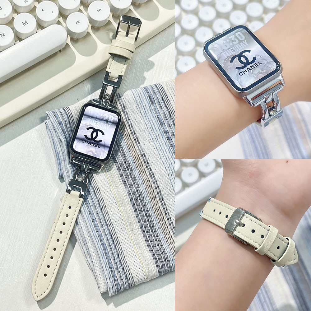 For Mi Band 9pro Strap 8pro Trendy Watch Band Leather Red Rice 45 Pin Buckle Light Luxury Women's Wristband