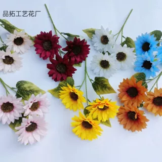 3头向日葵田园风家居装饰假花太阳花酒店婚礼插花布置仿真花批发