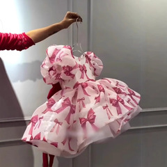 新しい国境を越えた外国貿易子供用トレーリングリボンチュチュスカート誕生日パフォーマンスドレスかわいいプリントドレス
