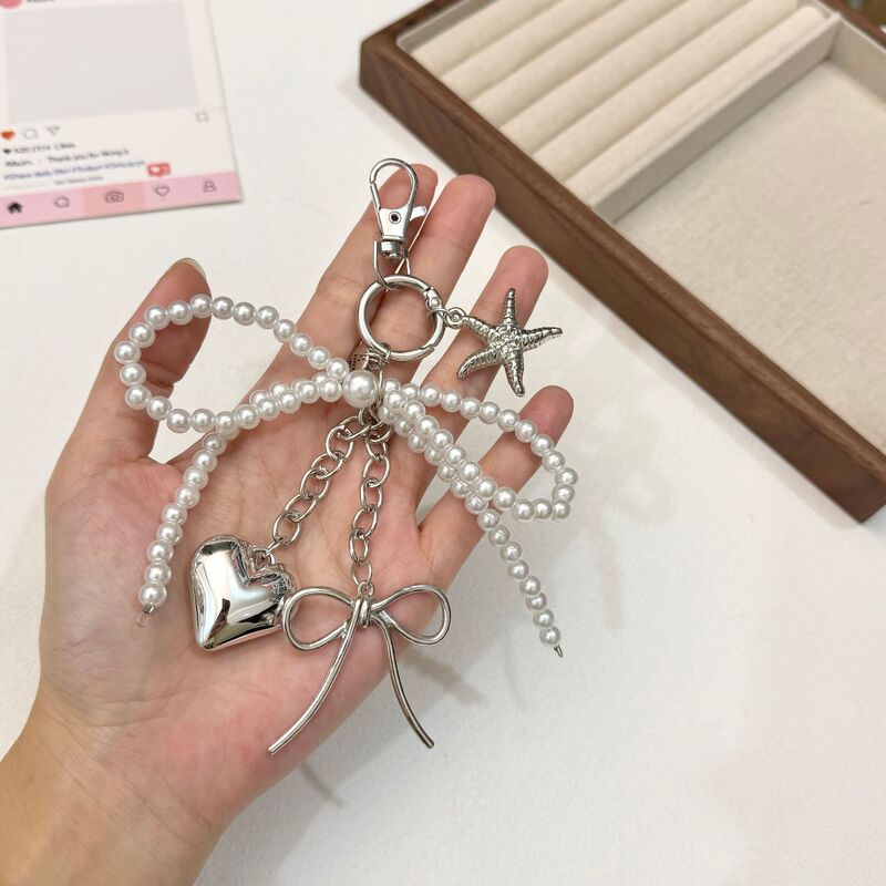 Ins Starfish Heart Pearl Bow Keychain High-End Versatile Bag Pendant DIY Mobile Phone Chain Pendant Ins Starfish Heart Pearl Bow Keychain High-End Versatile Bag Pendant DIY Mobile Phone Chain Pendant