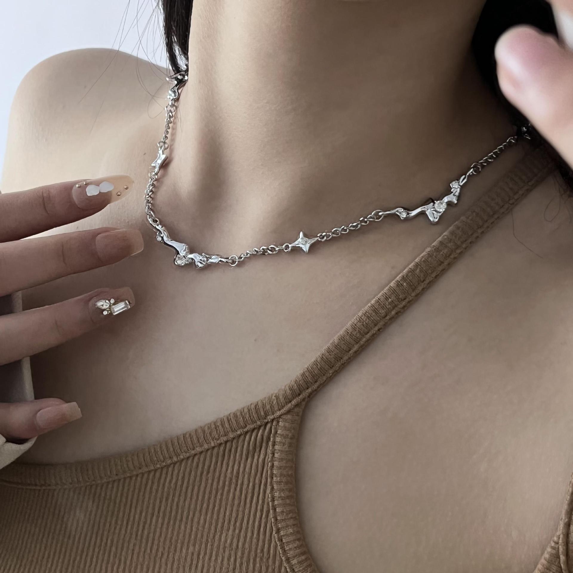 2022 New Lava Eight-Pointed Stars Stainless Steel Clavicle Chain Necklace