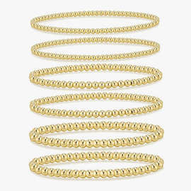 亚马逊TEMU新款铜镀真金串珠手链高档时尚堆叠弹力珠子手环手饰女