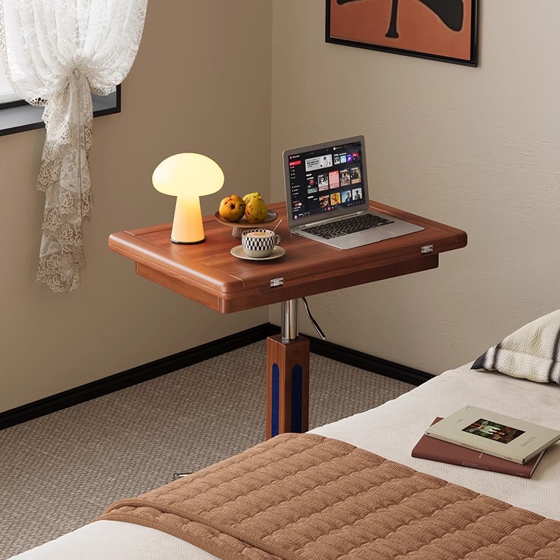 Mesa de centro elevadora de madera maciza, sofá móvil multifuncional, mesa de mesa plegable, mesa de comedor, mesa de almacenamiento lateral de cama de doble uso