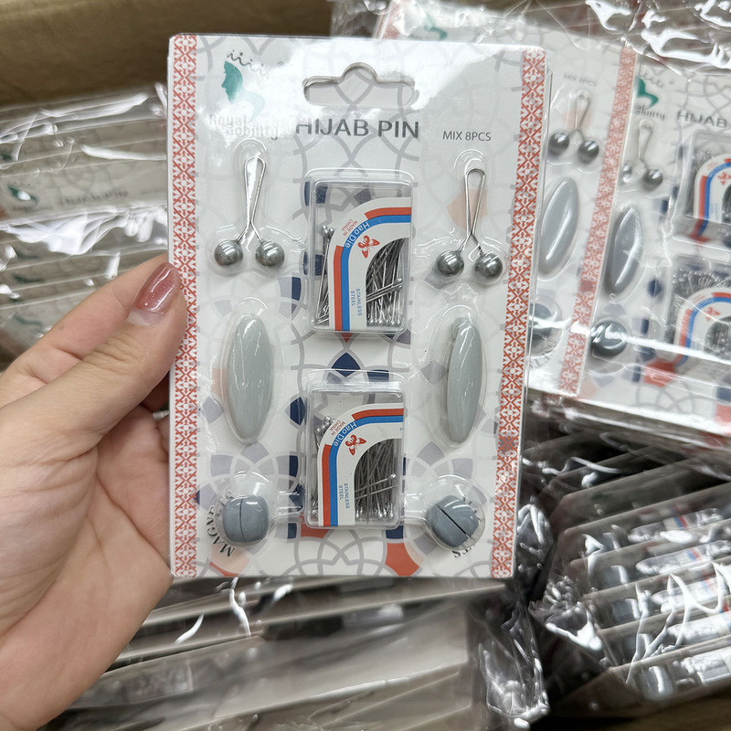 新しい5ピーススカーフバックル、ガーゼスカーフバックル、ガラスパールビーズ針、オールブラック磁気バックル、多機能スカーフアクセサリー、スカーフ|undefined