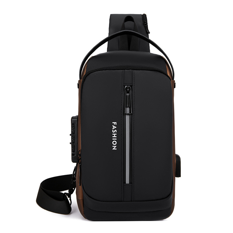 Bolso de pecho para hombre USB al por mayor transfronterizo de nuevo estilo, deporte multiusos simple, ocio, bolso de mensajero ligero a prueba de salpicaduras, marea