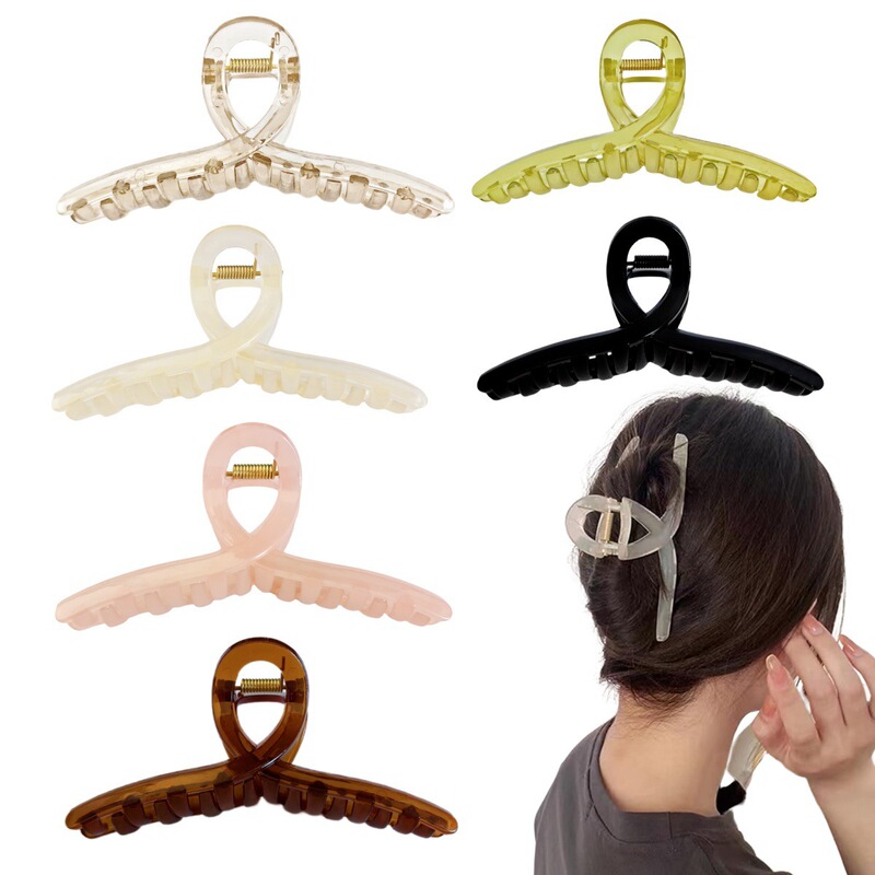Amazon Cross-Border Jelly Color Series Hair Clip with Ribbon Cross-Over Shark Clip for Women, Simple Hairpin for the Back of the Head, Hair Accessory Amazon Cross-Border Jelly Color Series Hair Clip with Ribbon Cross-Over Shark Clip for Women, Simple Hairpin for the Back of the Head, Hair Accessory
