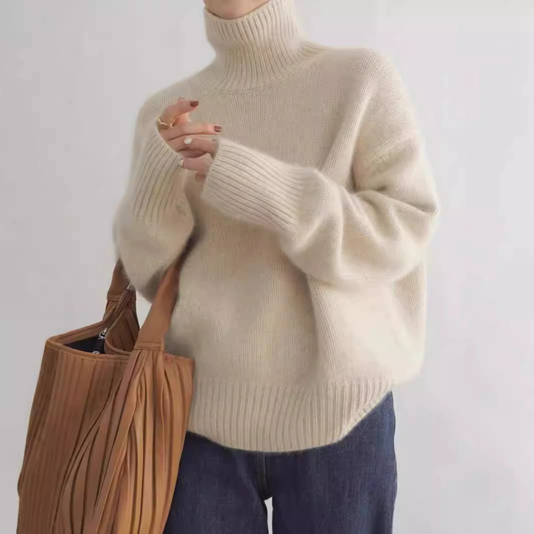 Желетено-шерстяной кашемировый свитер (женский) oversized, плотная вязка, корейский стиль, демисезон