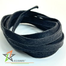 6mm宽黑色全棉过蜡扁带 双层空心棉蜡织带 皮鞋带绳 包装饰品挂带