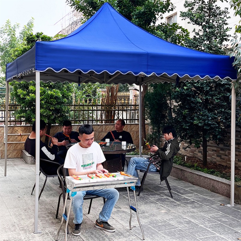Canopy al aire libre publicidad tienda puesto plegable retráctil de cuatro esquinas toldo a prueba de lluvia a prueba de sol sombrilla fábrica de pelo directo