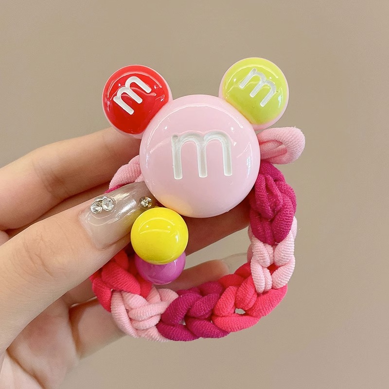 2023 nueva cuerda de pelo niñas M Bean tocado elástico cuerda de cabeza de cola de caballo alta para niños niña no duele la banda de goma para el cabello