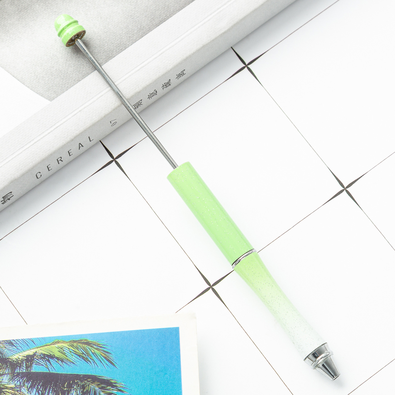 Pluma de cuentas de metal en stock al por mayor creativo con cuentas bolígrafo DIY bolígrafo personalidad metal DIY pluma con cuentas