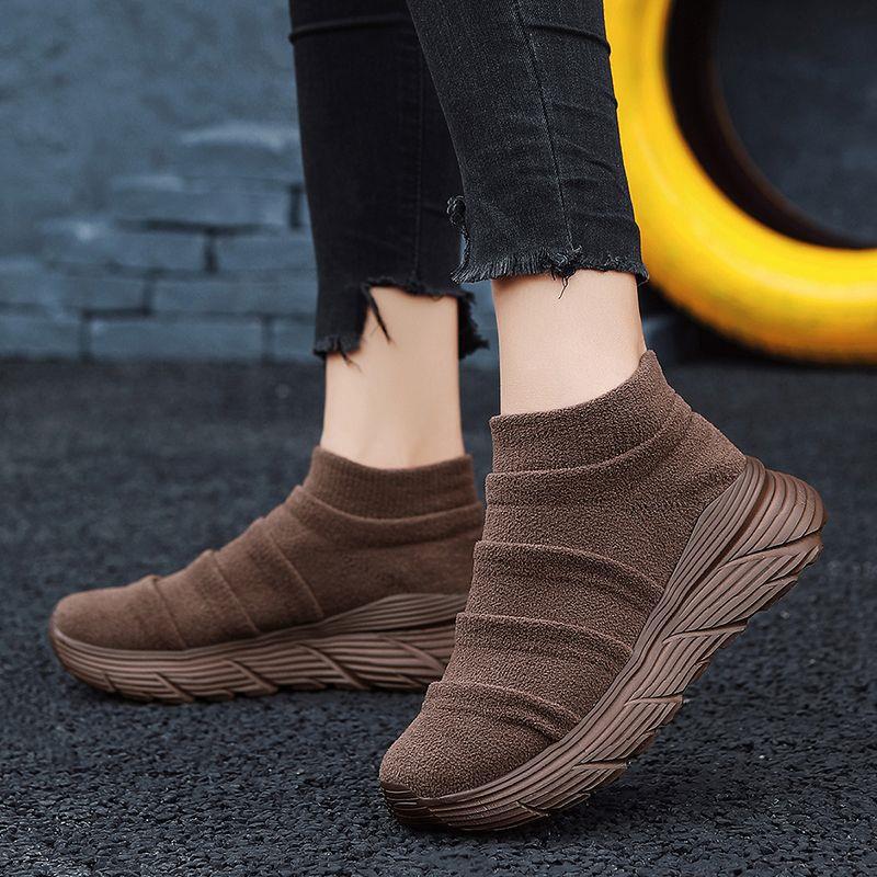 Very Good Wrapping, Super Comfortable Stretchy Woolen Slip-On Mid-High Socks Shoes for Men and Women, Versatile Casual Walking Shoes