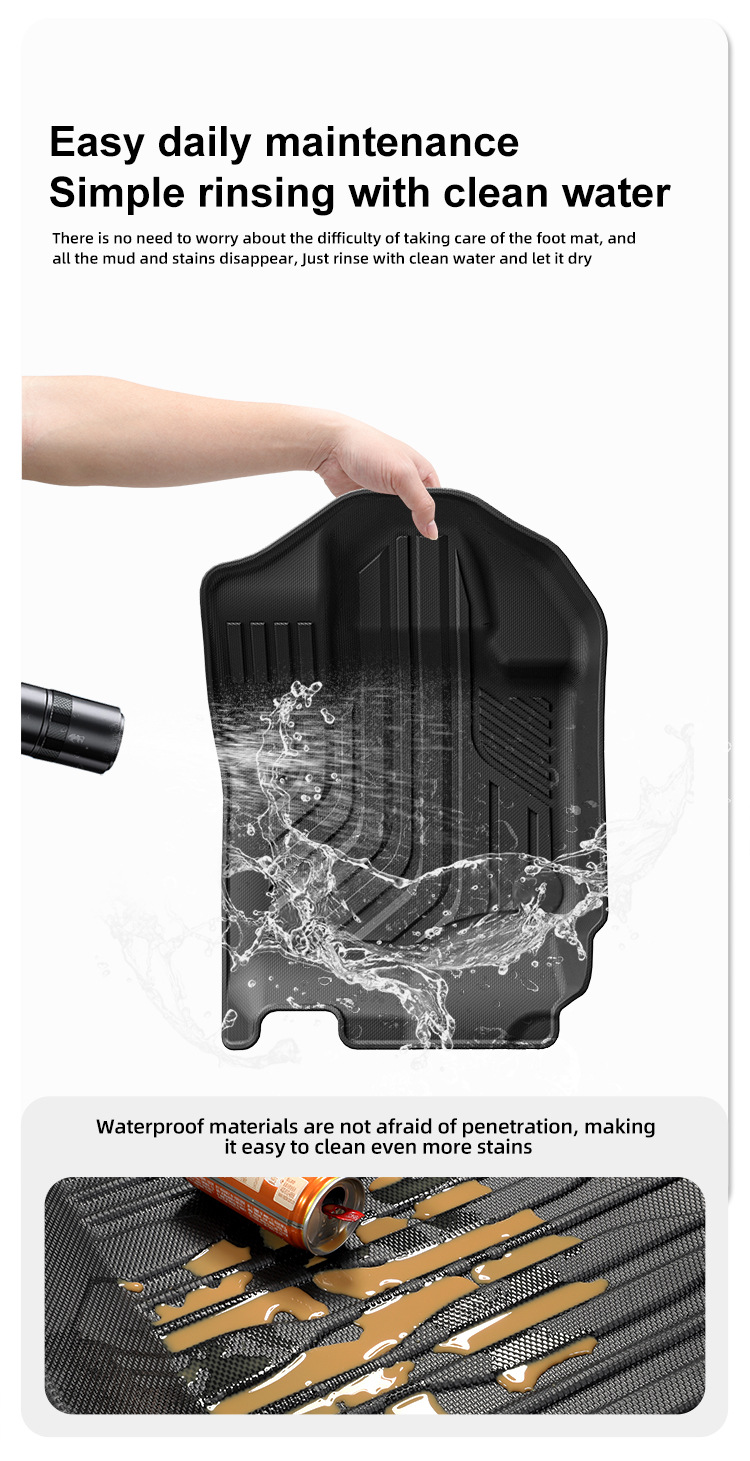 Suitable for 15-26 Models of Ford F150 Car Floor Mats, Waterproof and Dirt-Resistant, Special Tpe Floor Mats for the Rear Compartment