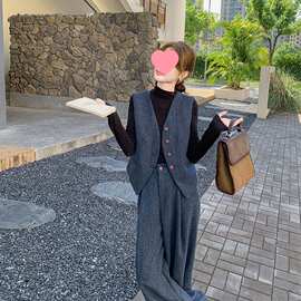 感马甲套装女初秋季新款韩系气质通勤阔腿裤两件套