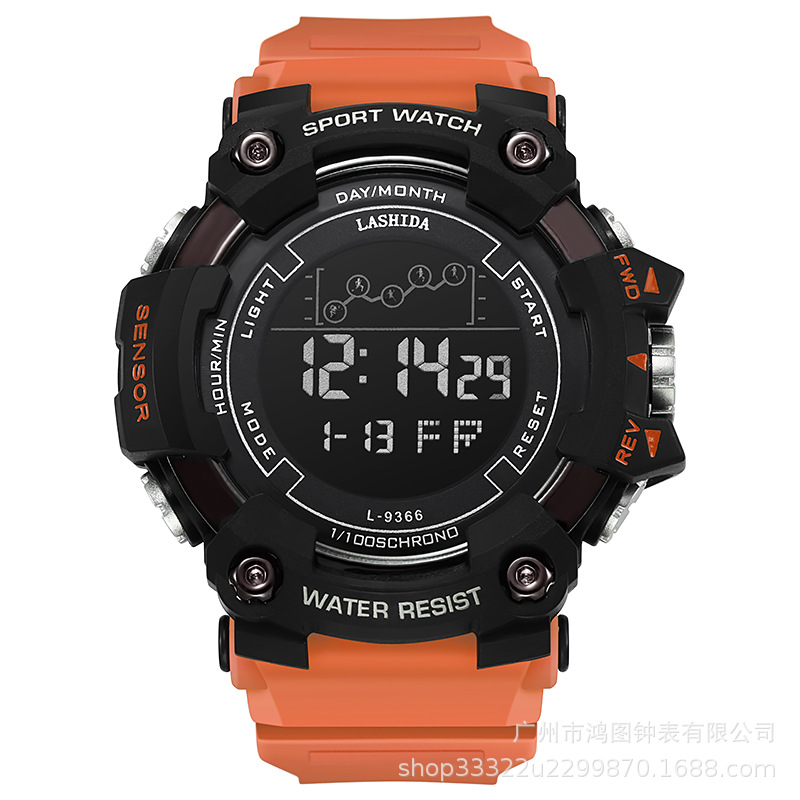 Reloj electrónico impermeable japonés multifuncional de los hombres Venta caliente transfronteriza luminosa digital gran dial reloj electrónico reloj deportivo