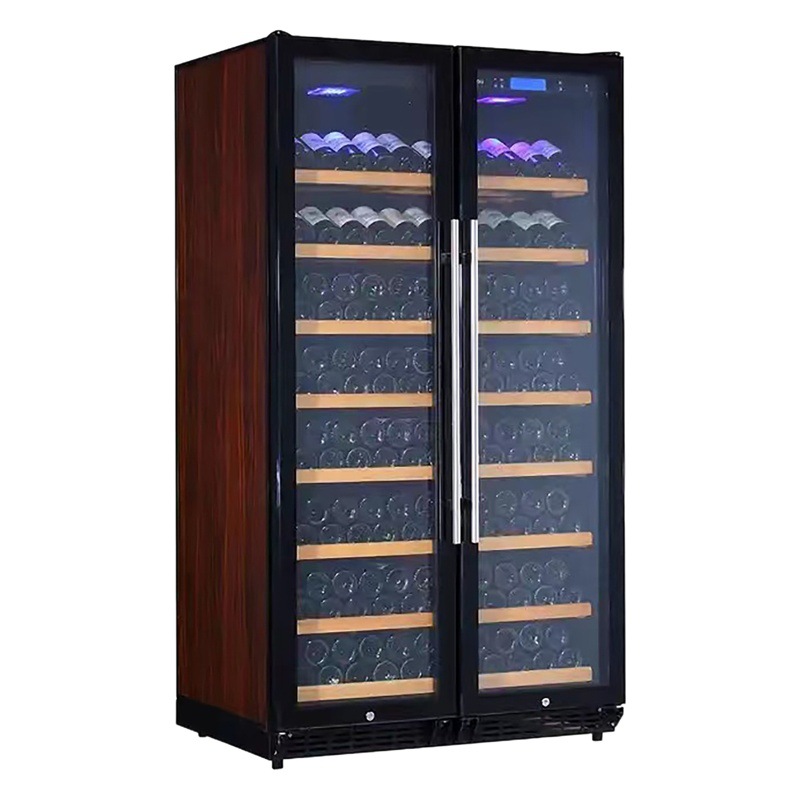 Pejer gabinete de vino de temperatura constante gabinete de exhibición de vino de doble puerta gabinete de vino refrigerado de bebidas de oficina comercial con cerradura