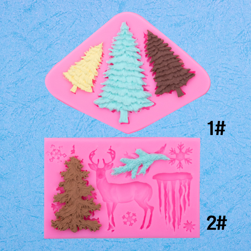Navidad tema ELK copo de nieve carámbano árbol de Navidad modelado molde de silicona creativo hornear fondant cake Decoración