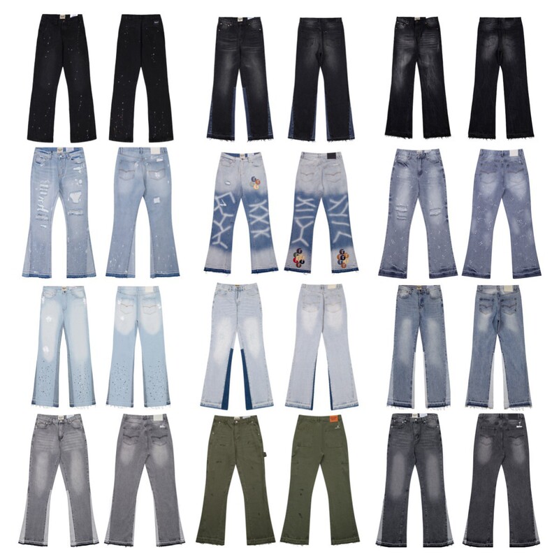 GALLERY DEPT spring splash ink hole micro horn structure stitching loose jeans trousers for men and women couples GALLERY DEPT spring splash ink hole micro horn structure stitching loose jeans trousers for men and women couples
